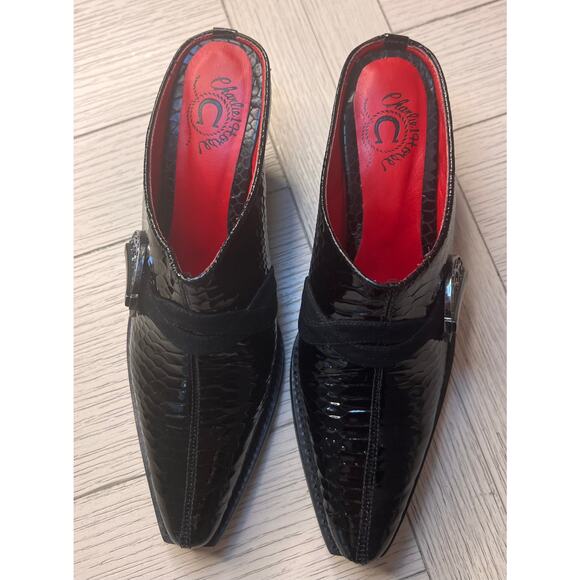 NWB Lucchese women's patent leather croc embossed mule slides w/ 3" heel. Sz 7.5 - Picture 11 of 11